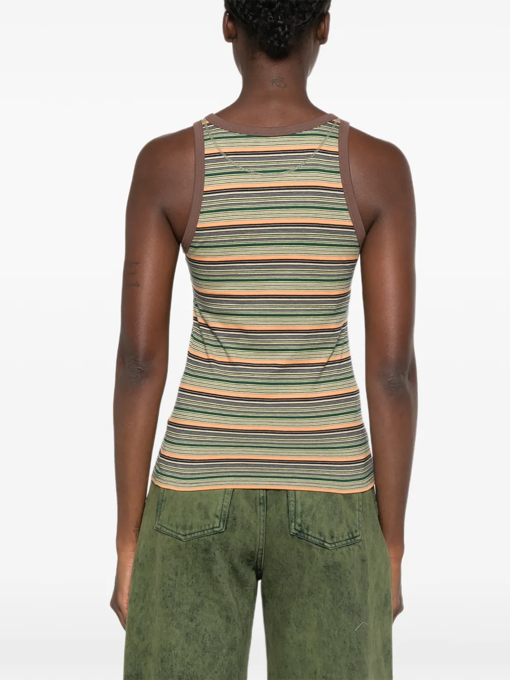 Marni Gestreepte tanktop verfraaid met ringlets Beige