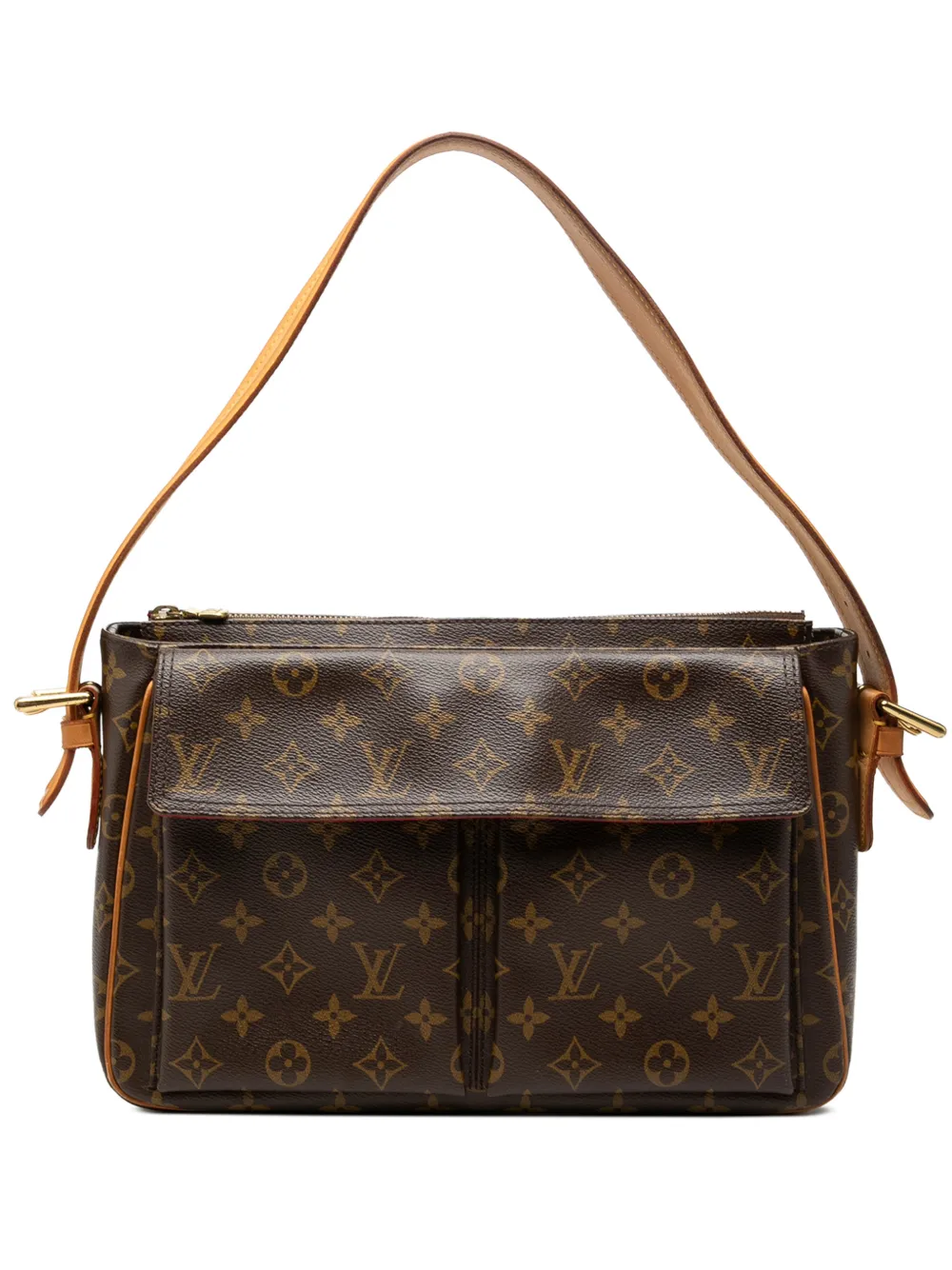 Pre-owned Louis Vuitton 2005 Monogram Viva Cite Gm Shoulder Bag In Brown
