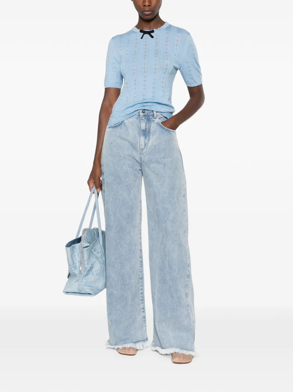 Marni T-shirt met strikdetail Blauw
