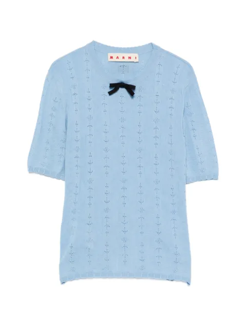 Marni camiseta de punto calado con detalle de lazo