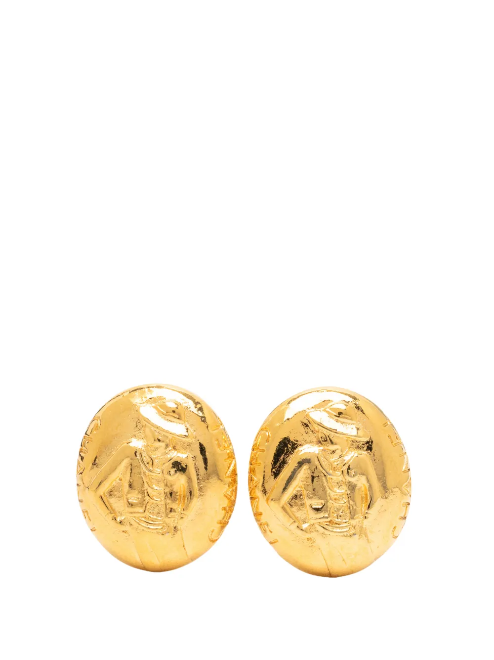 CHANEL Pre-Owned 1970-1980 Gold Plated Mademoiselle Oval Clip On Earrings costume earrings - Oro