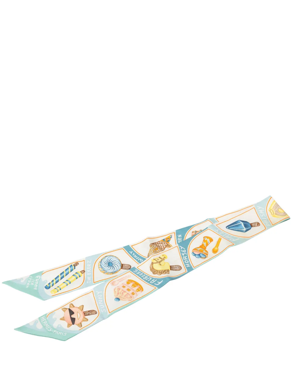 Hermès Pre-Owned 2010-2026 Funny Ice Cream Twilly Seidenschal - Blau