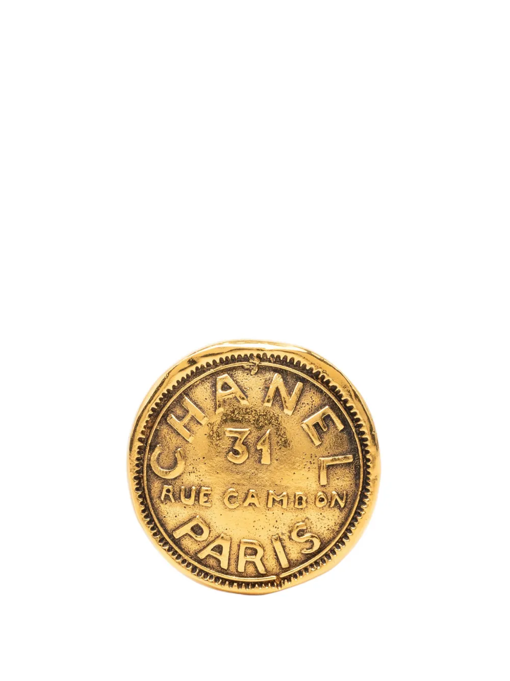 CHANEL Pre-Owned 1970-1980 CC Gold Plated 31 Rue Cambon Brooch costume brooch - Oro