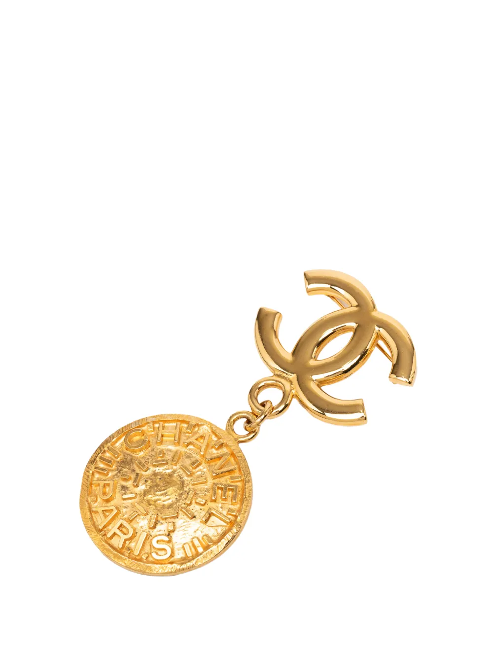 CHANEL Pre-Owned 1996 vergoldete CC Medallion-Brosche