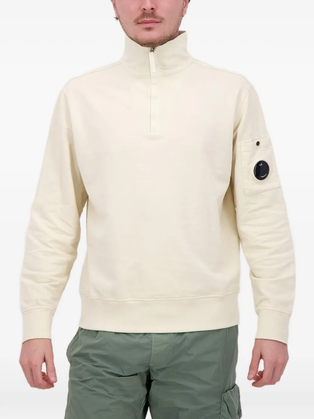 C.P. Company Fleece sweater met halve rits Beige
