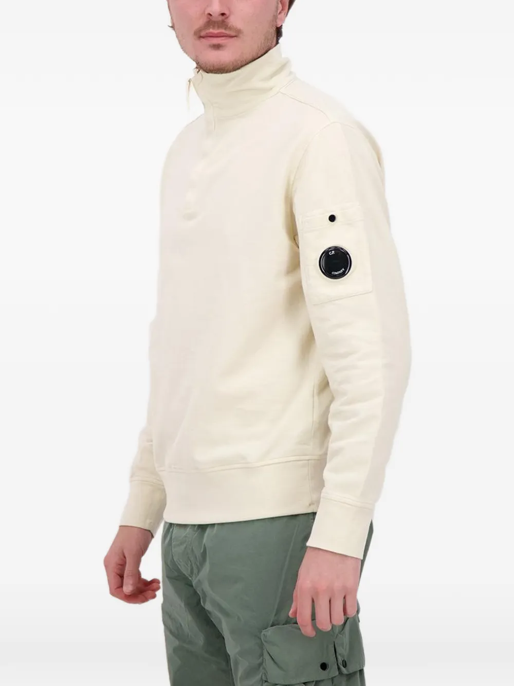 C.P. Company Fleece sweater met halve rits Beige