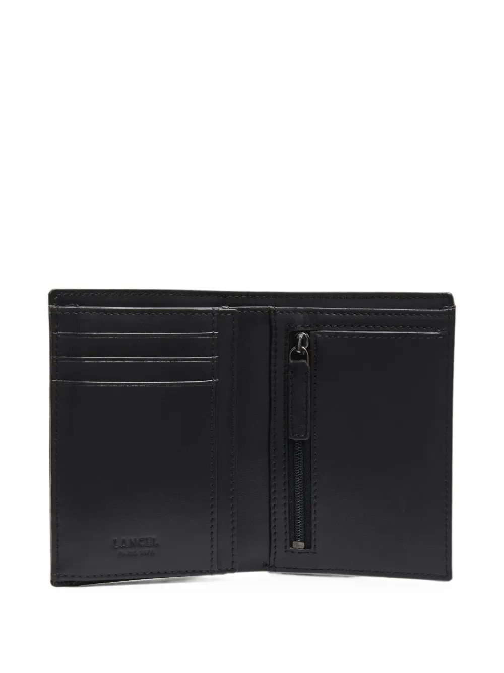 Lancel Leon Monogram-embossed Leather Wallet In Black