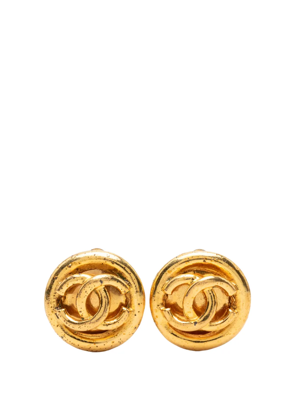 CHANEL Pre-Owned 1993 CC Gold Plated Round Clip On Earrings costume earrings - Oro