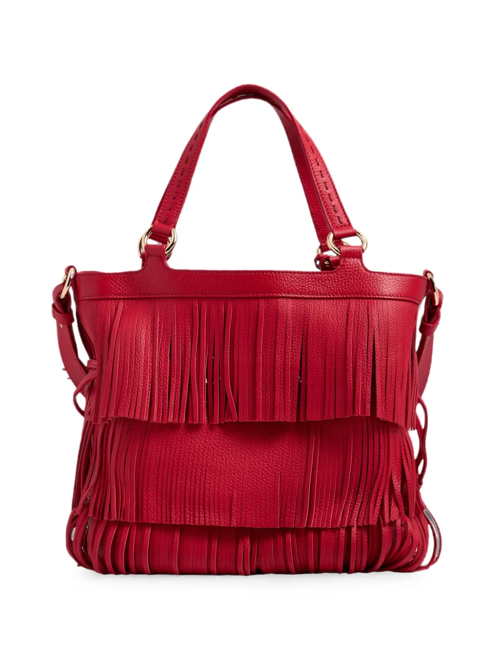 Lancel Premier Flirt fringed leather bucket bag Rood