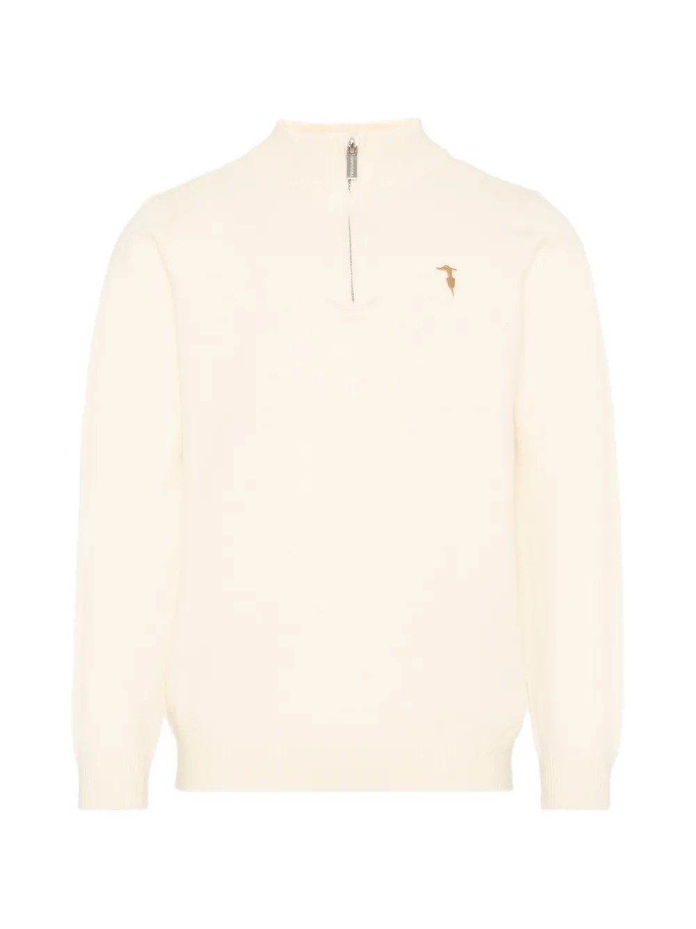 TRUSSARDI JUNIOR logo-embroidered quarter-zip sweater - Toni neutri