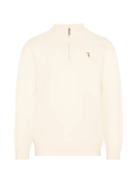 TRUSSARDI JUNIOR logo-embroidered quarter-zip sweater
