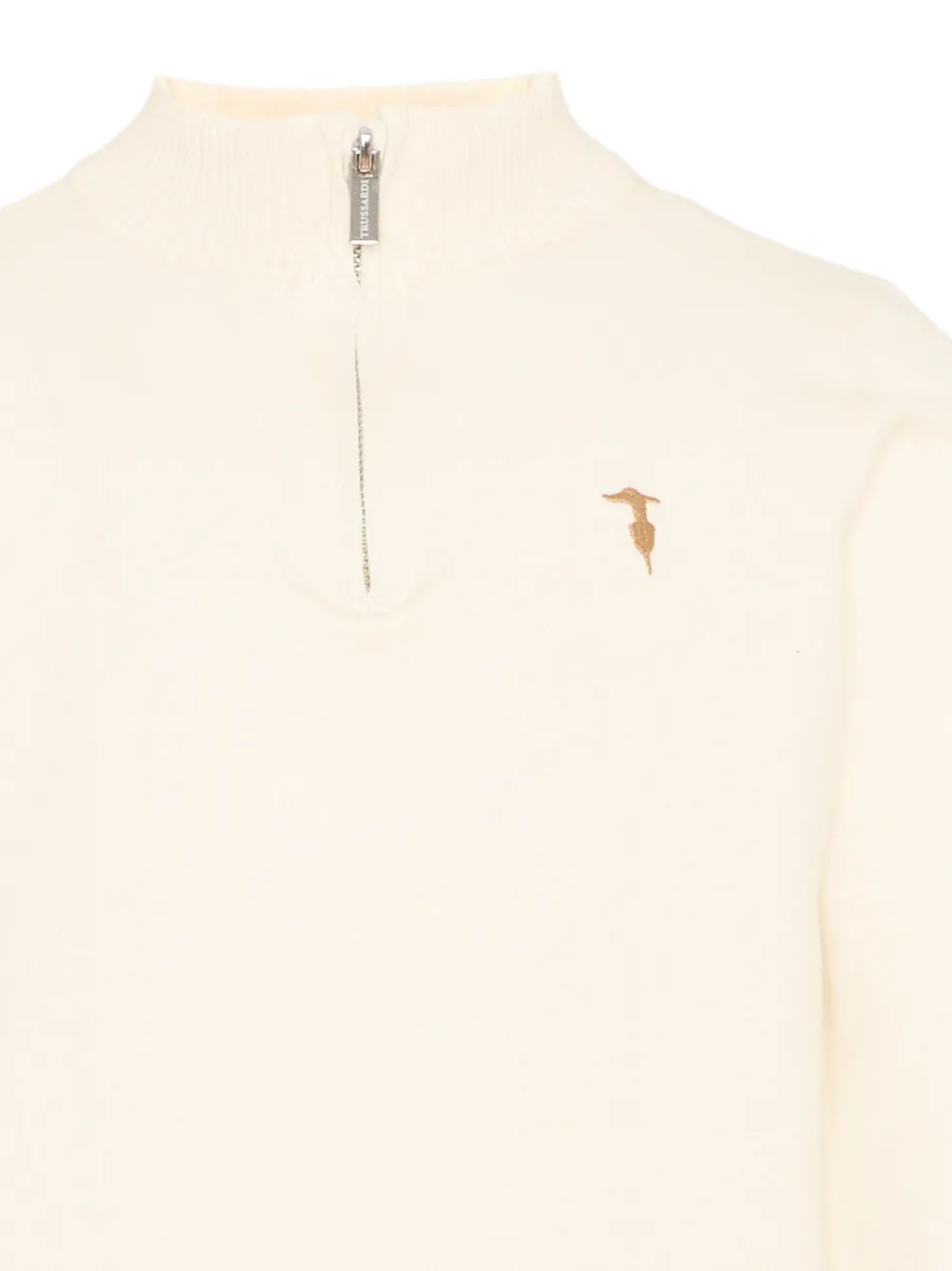 TRUSSARDI JUNIOR Trui met kwartrits en geborduurd logo Beige