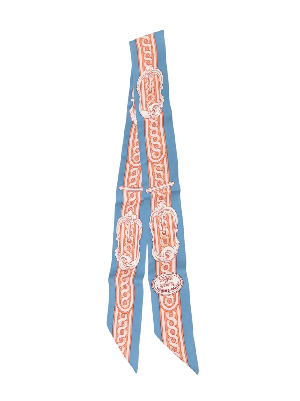 Pre-owned Hermes 2010-2018 Bride De Cour Silk Twilly Scarf Scarves In Blue