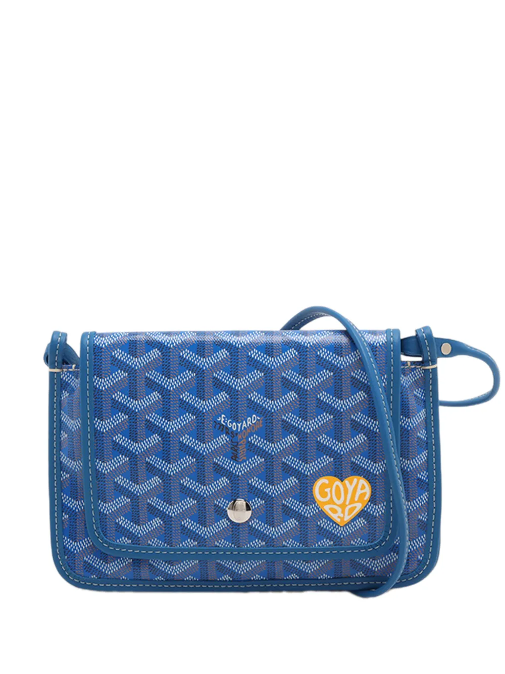 Pre-owned Goyard 2000-2026 Ine Plumet Heart Pocket Wallet Crossbody Bag In Blue