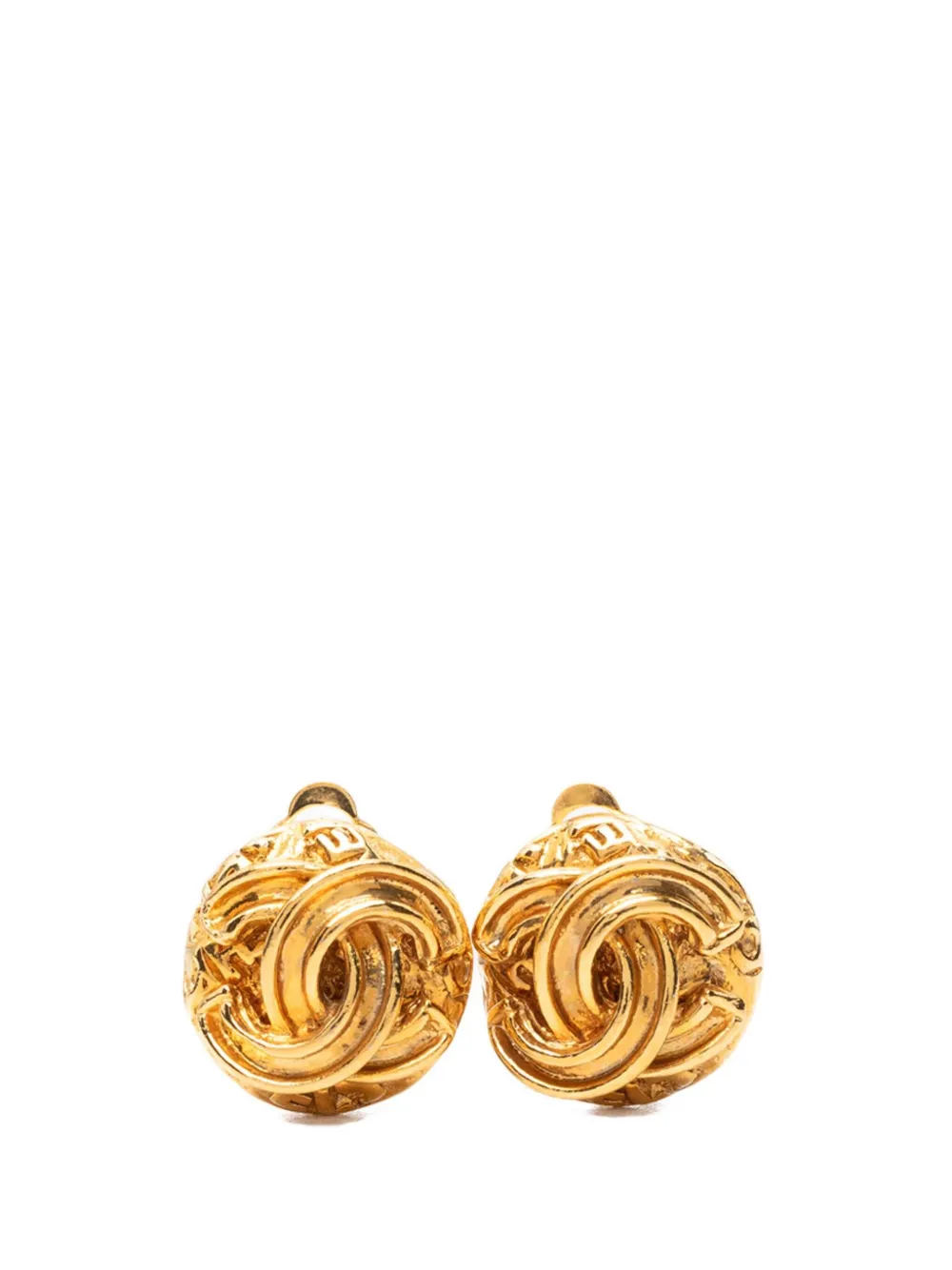 CHANEL Pre-Owned 1999 CC Gold Plated Button Clip On Earrings costume earrings - Oro