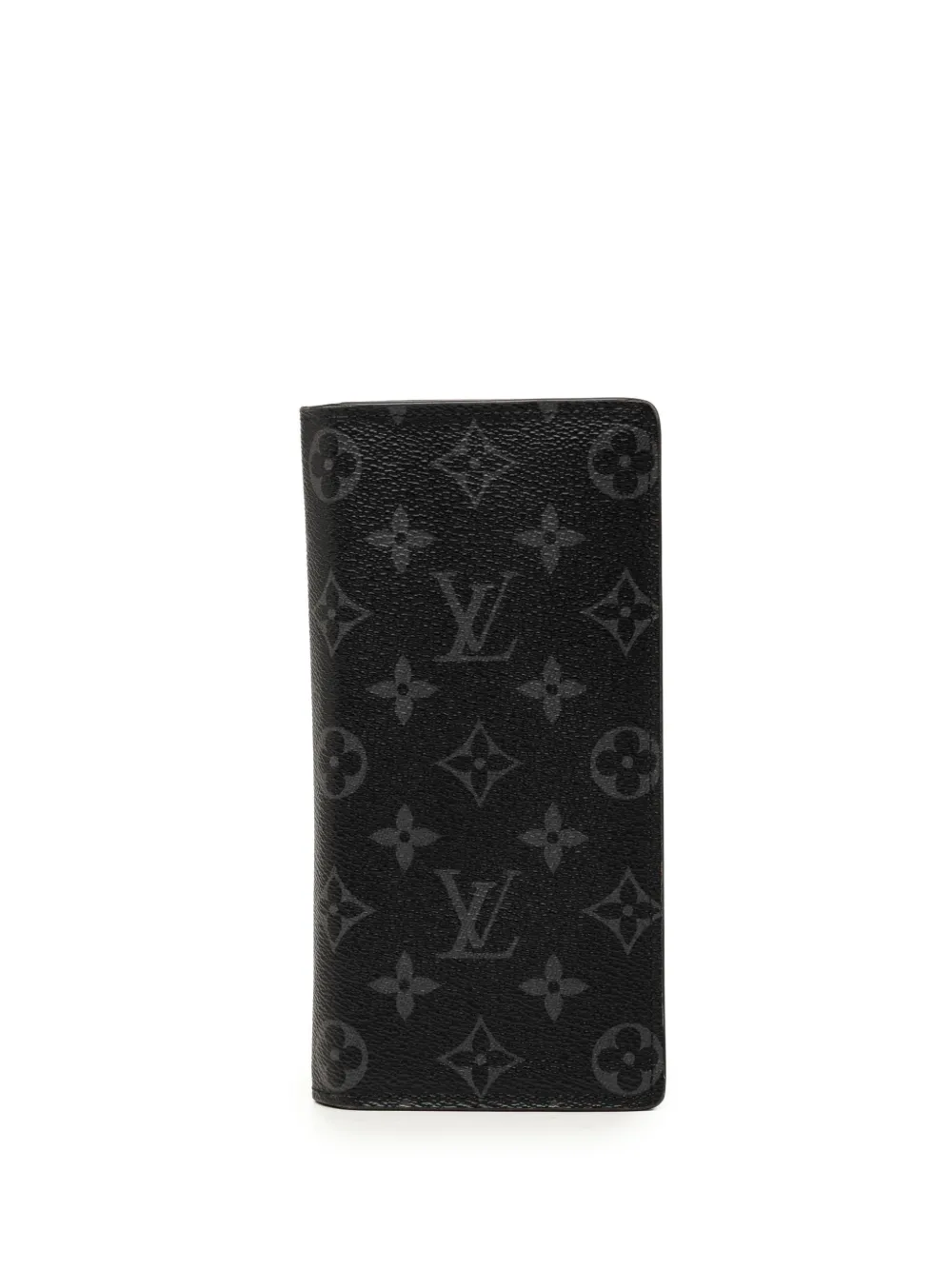Pre-owned Louis Vuitton 2021-2026 Monogram Eclipse Brazza Wallet Long Wallets In Black
