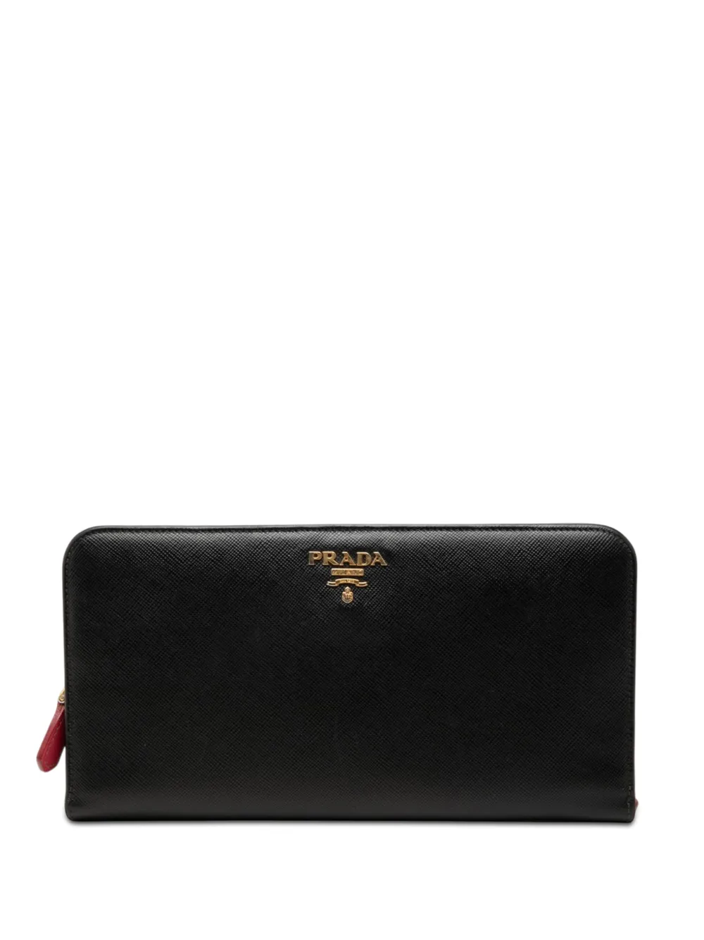 Pre-owned Prada 2010-2026 Saffiano Zip Around Wallet Long Wallets In Black