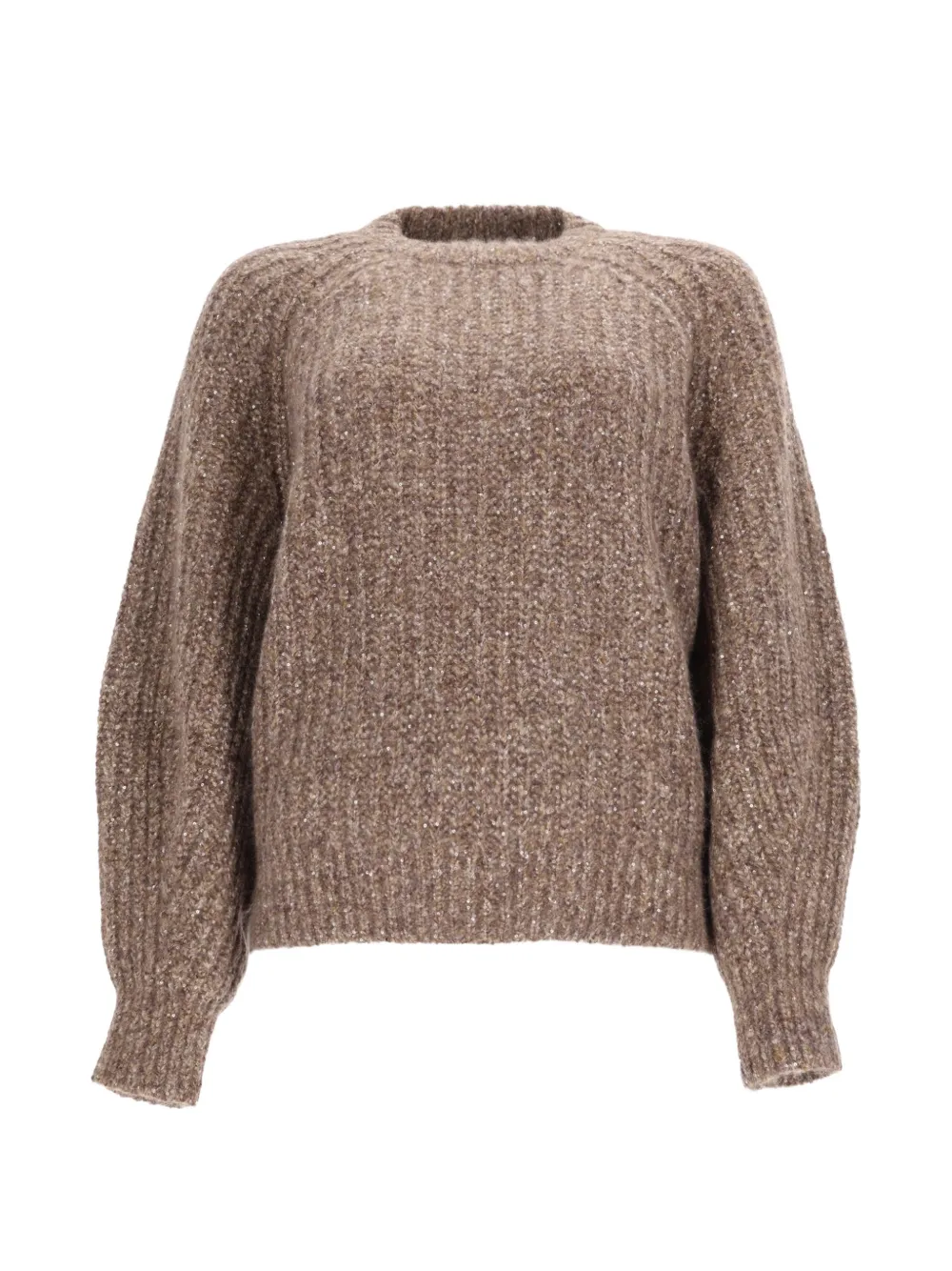 Brunello Cucinelli Sequin-embellished Ribbed-knit Sweater In Brown