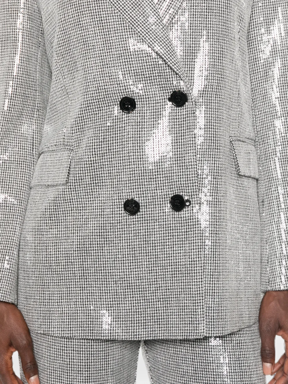 ERMANNO FIRENZE Blazer verfraaid met pailletten en pied-de-poule-print Grijs