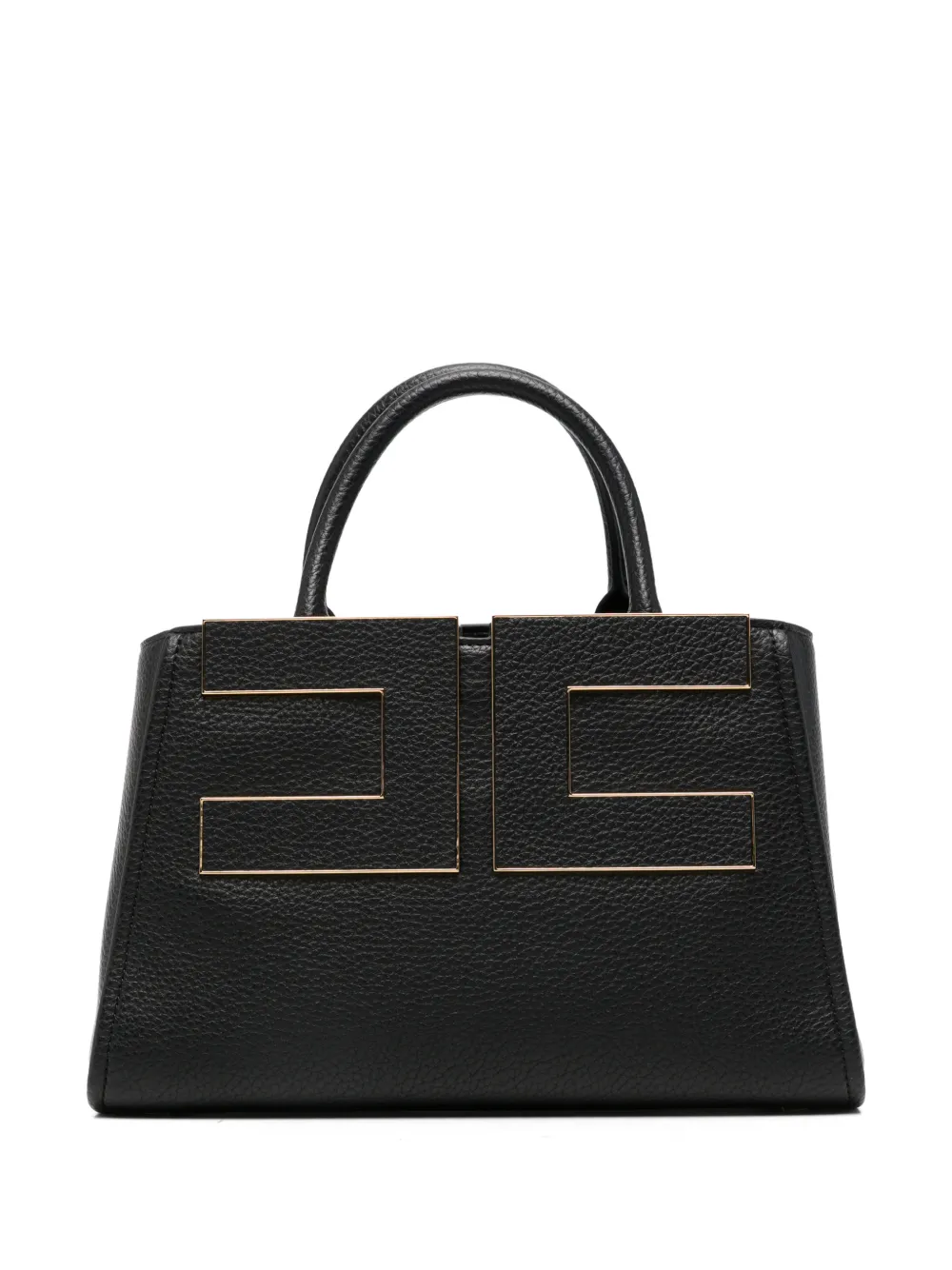 Elisabetta Franchi logo-plaque pebbled-effect tote bag - Schwarz