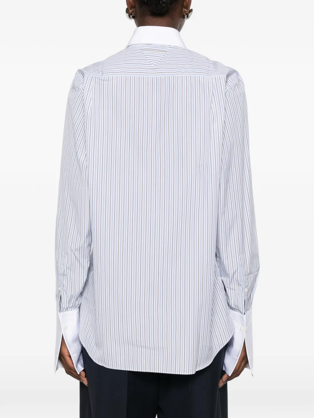 Prada Gestreept shirt met contrasterende kraag Blauw