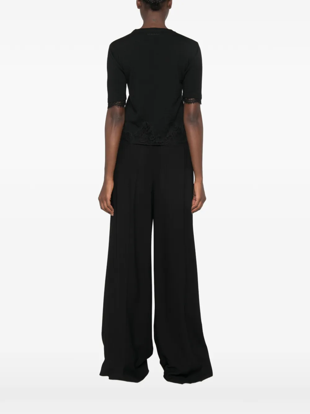 Ermanno Scervino T-shirt met kanten afwerking en korte mouwen Zwart