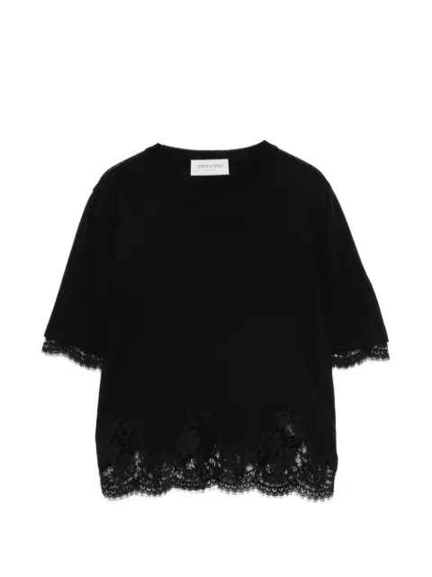ERMANNO FIRENZE short-sleeve lace-trim T-shirt