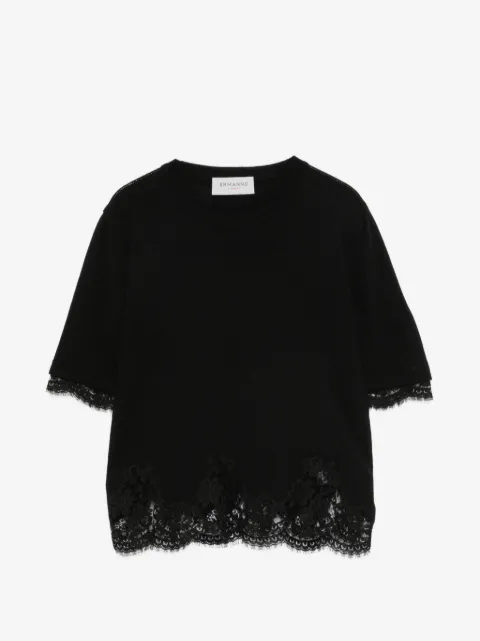 ERMANNO FIRENZE short-sleeve lace-trim T-shirt