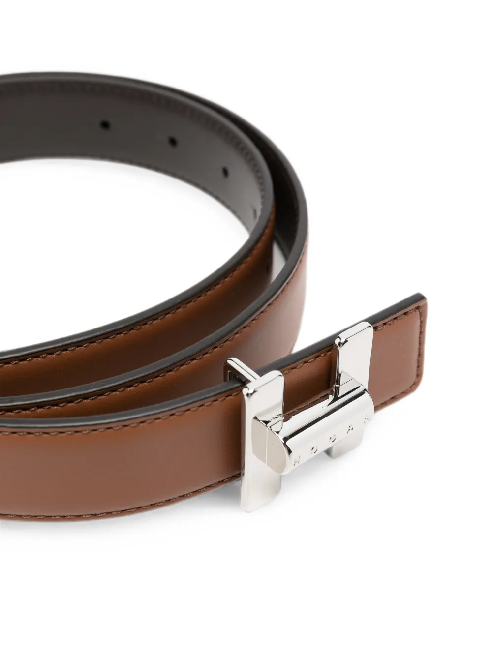 Hogan logo-buckle leather belt Bruin
