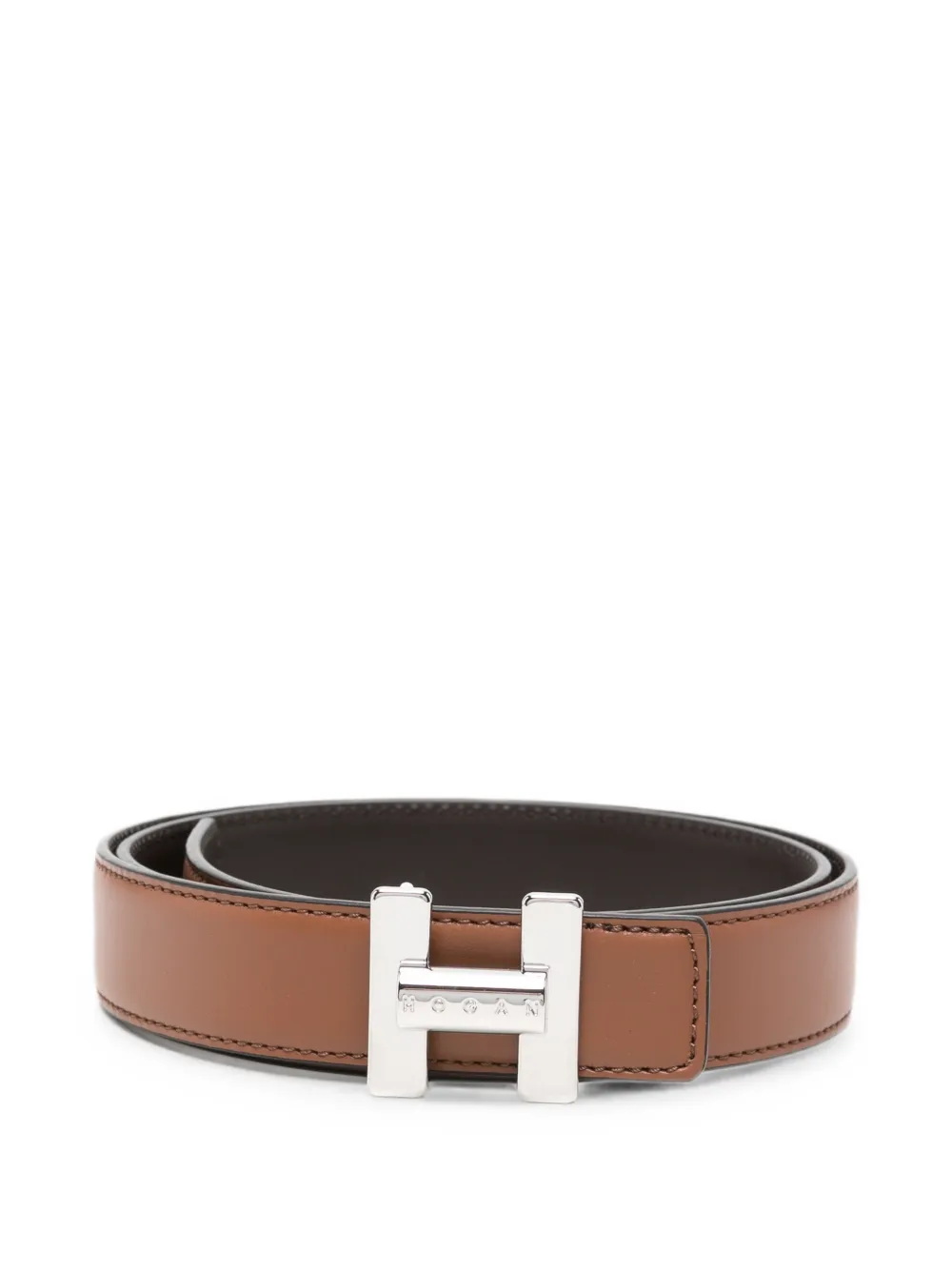 Hogan logo-buckle leather belt - Braun