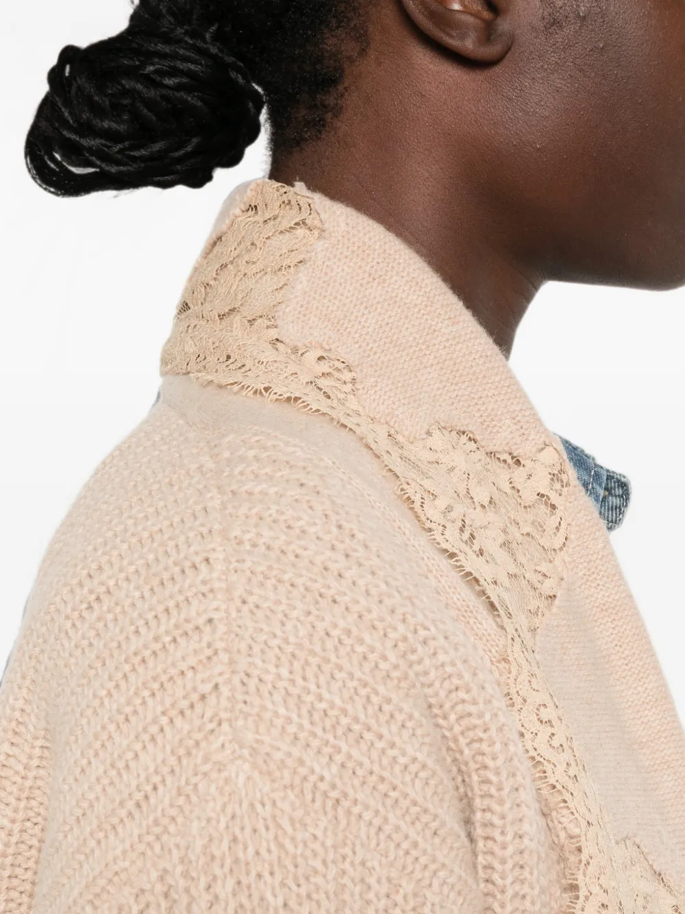 ERMANNO FIRENZE Vest met kanten afwerking Beige
