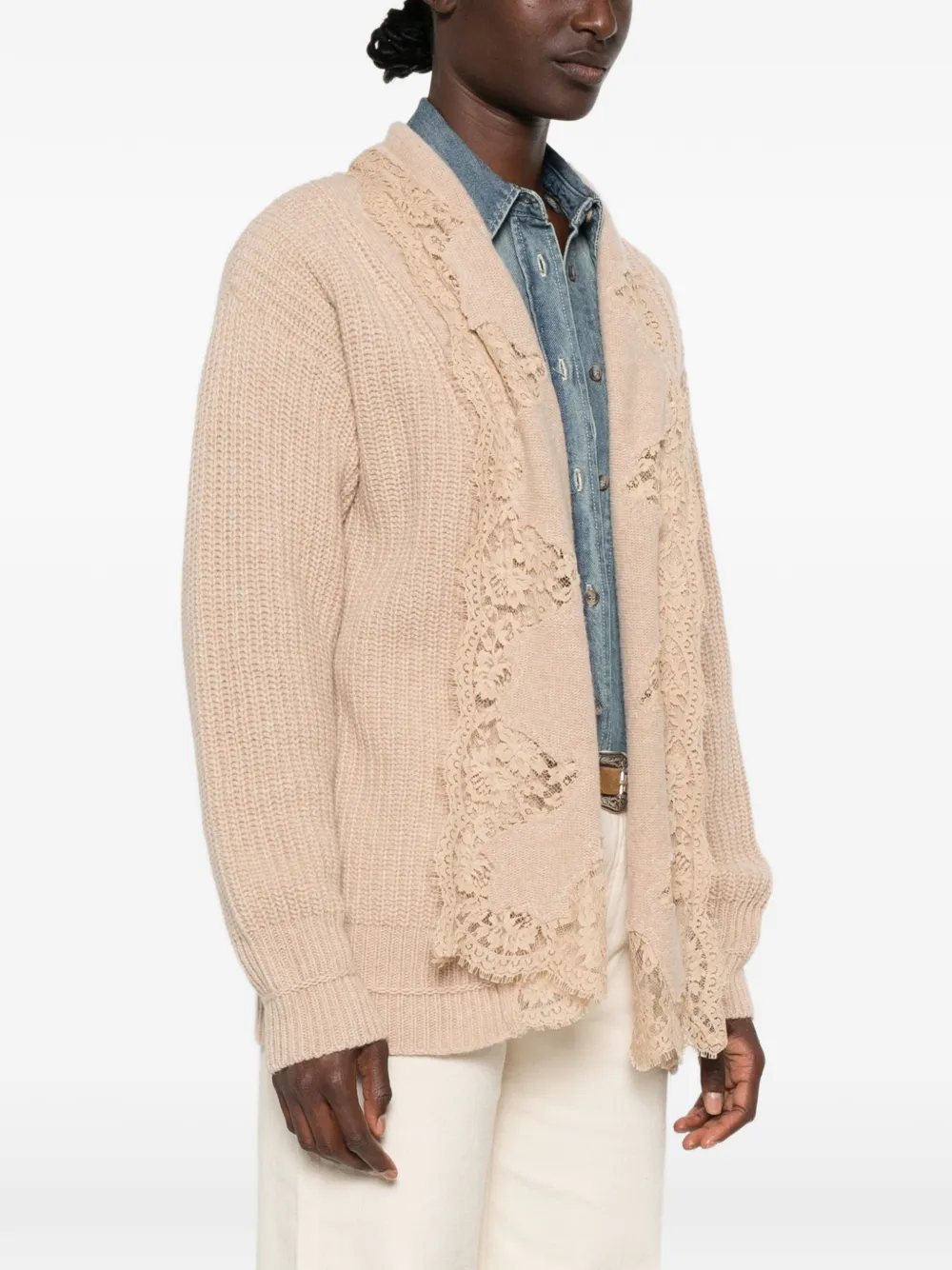 ERMANNO FIRENZE Vest met kanten afwerking Beige