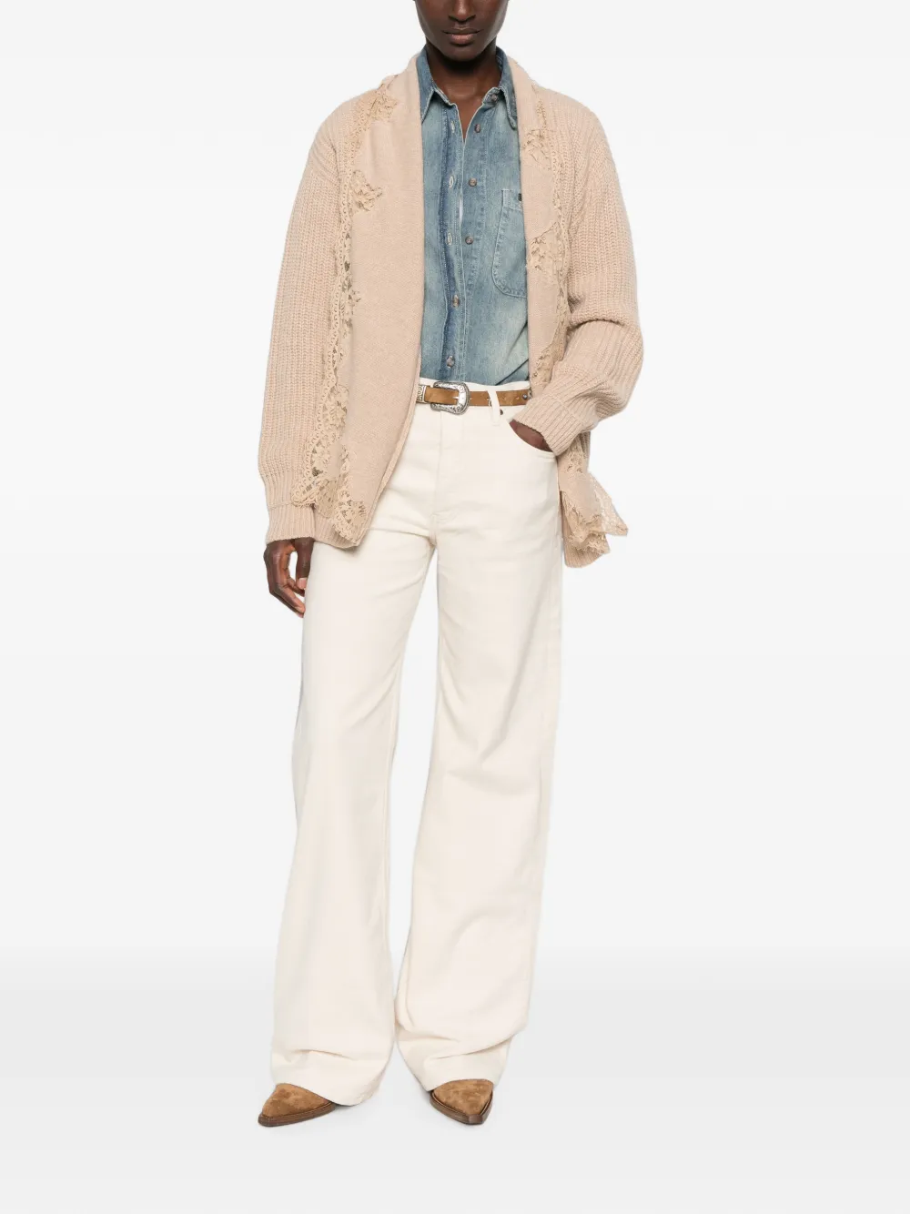 ERMANNO FIRENZE Vest met kanten afwerking Beige