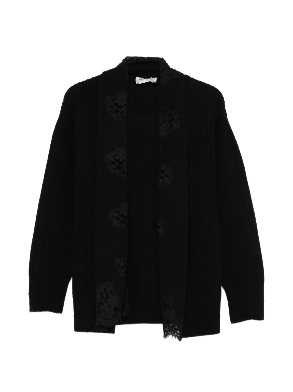 ERMANNO FIRENZE lace-trim cardigan - Schwarz