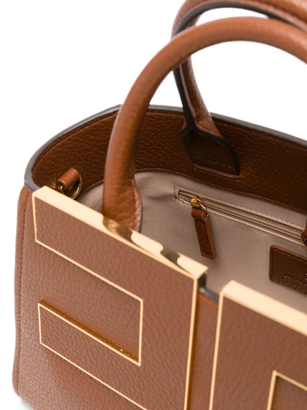 Elisabetta Franchi Shopper met logoplakkaat Bruin