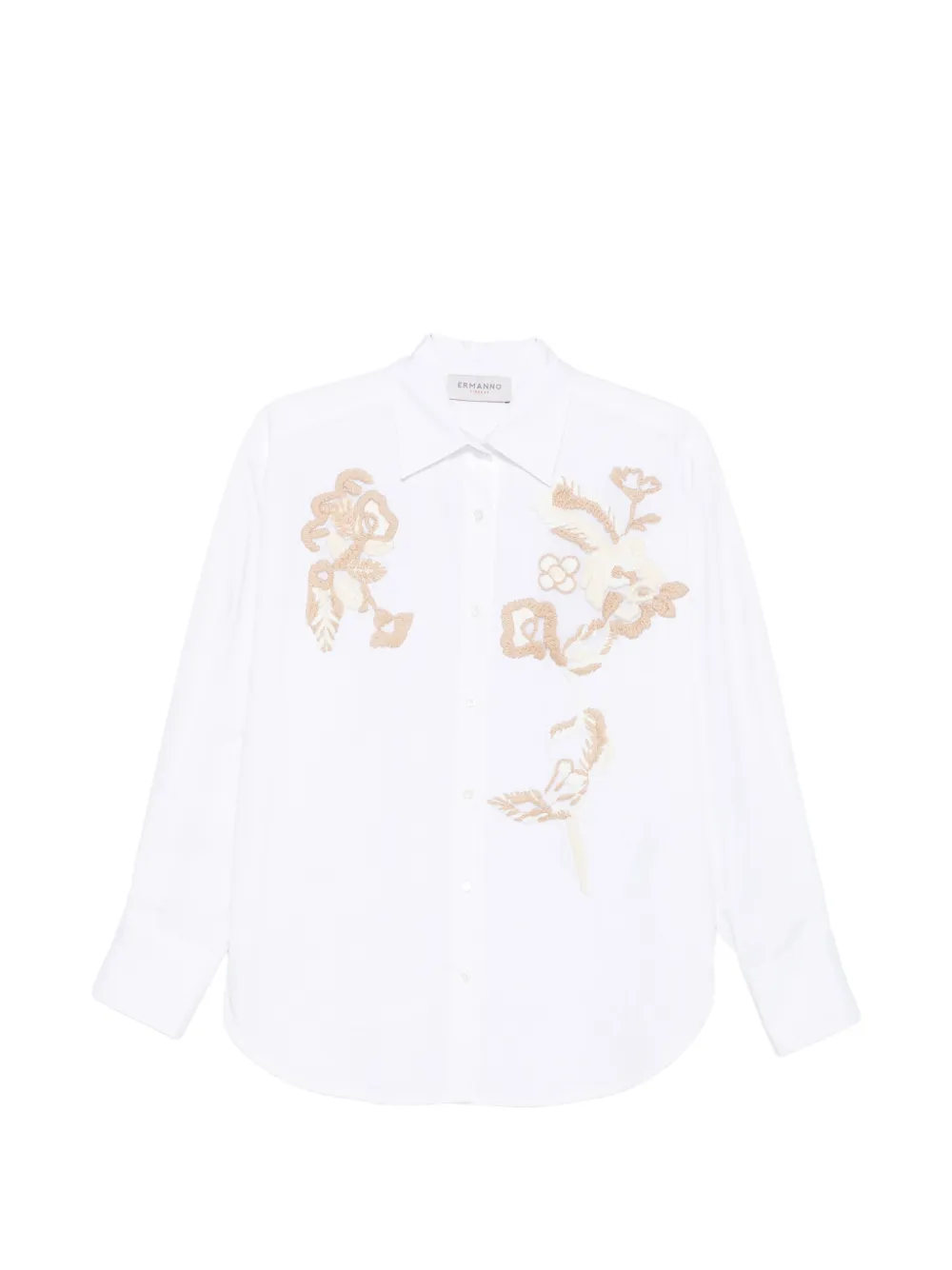 ERMANNO FIRENZE embroidered-floral long-sleeves shirt - Weiß