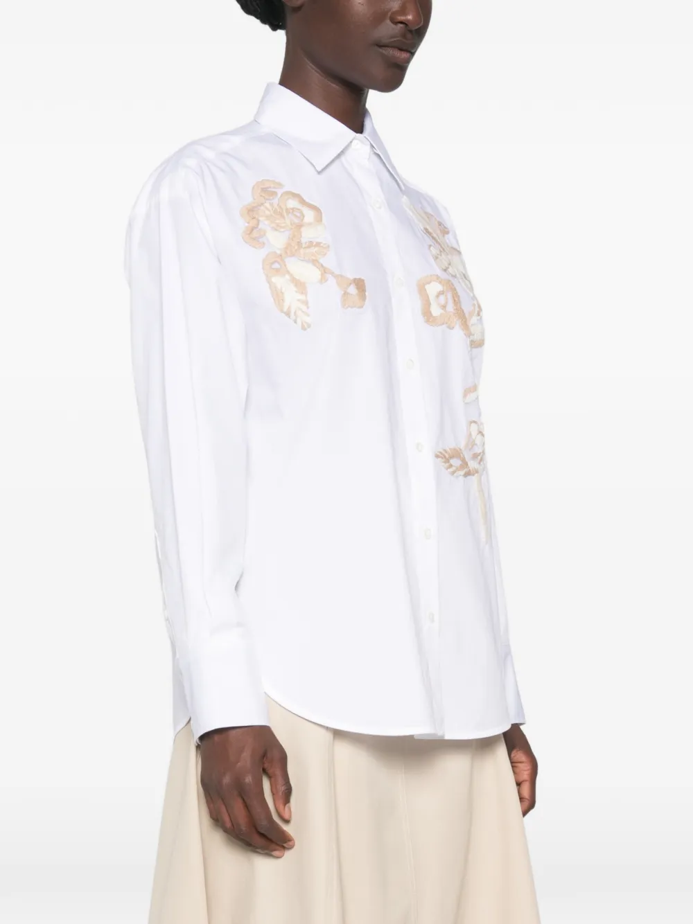 Ermanno Scervino Blouse met geborduurde bloemen en lange mouwen Wit