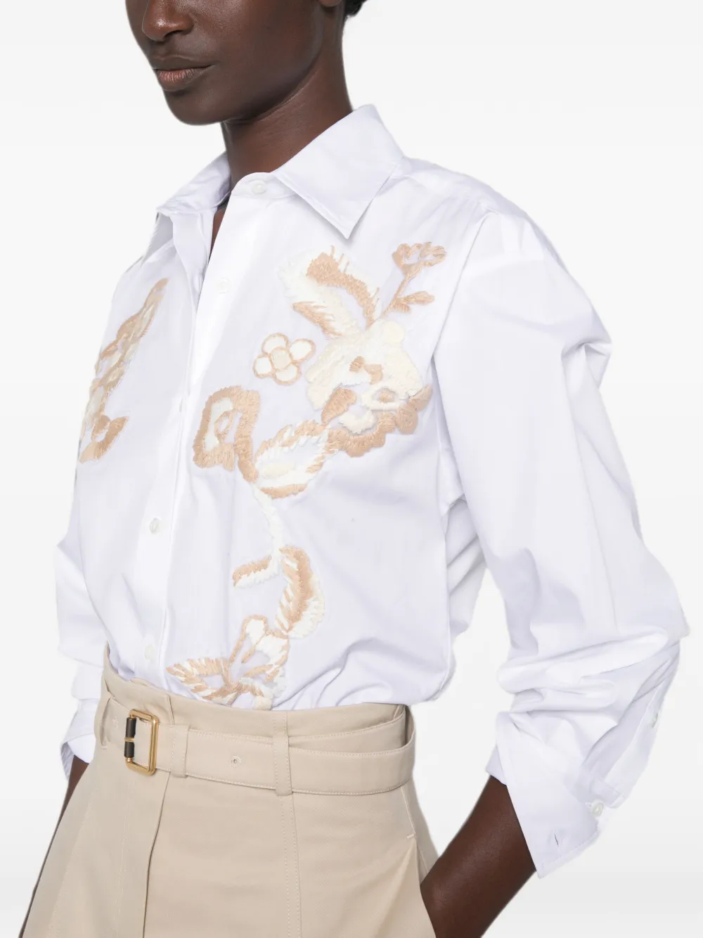 Ermanno Scervino Blouse met geborduurde bloemen en lange mouwen Wit