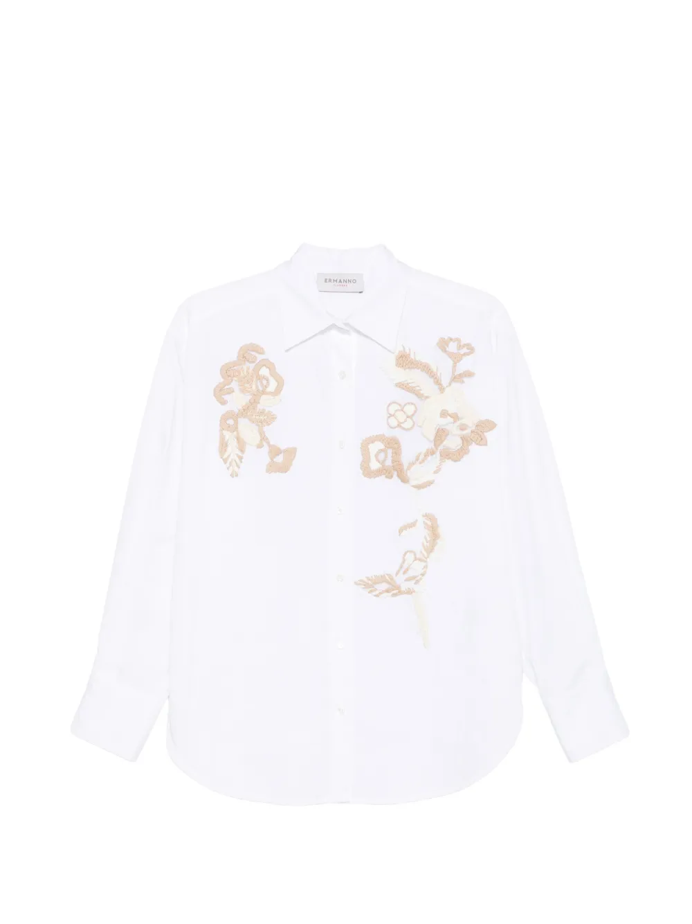 ERMANNO FIRENZE embroidered-floral long-sleeves shirt - Weiß