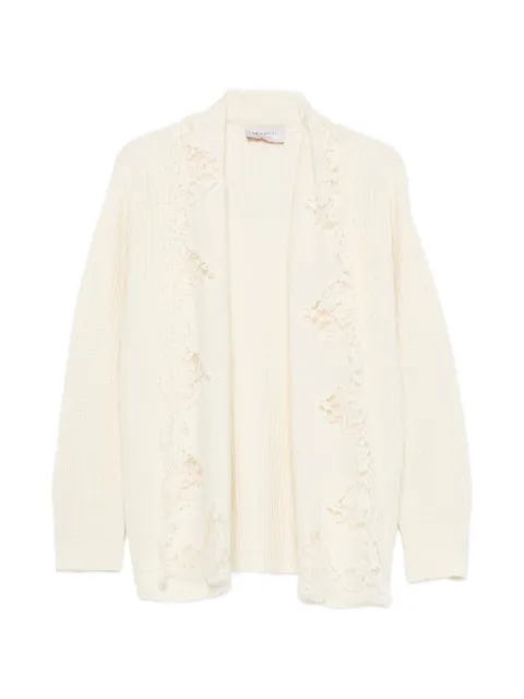 ERMANNO FIRENZE lace-trim ribbed-knit cardigan