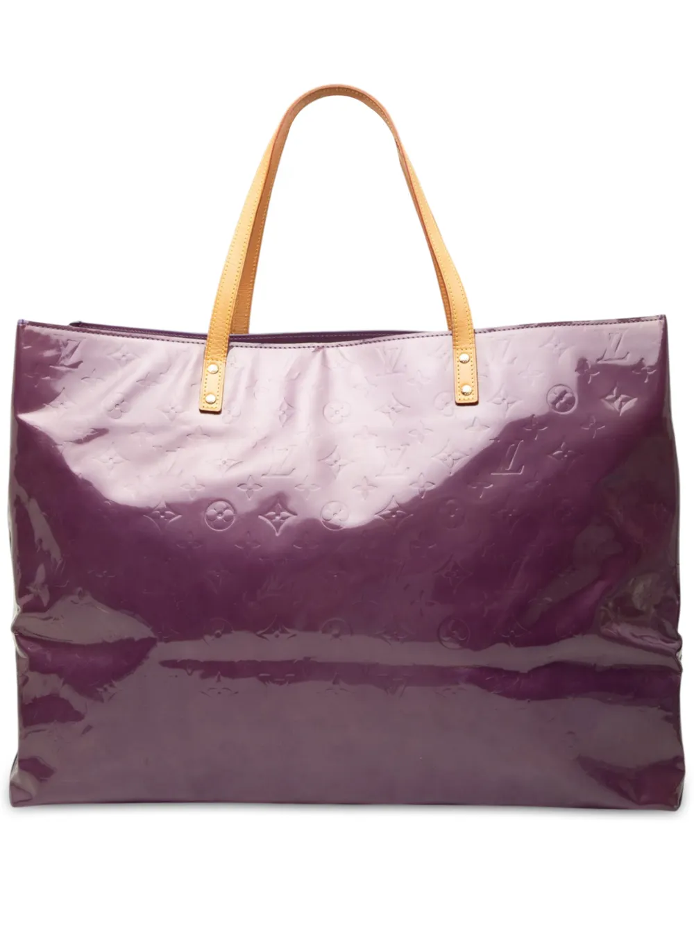 Pre-owned Louis Vuitton 2000 Monogram Vernis Reade Gm Tote Bag In Purple