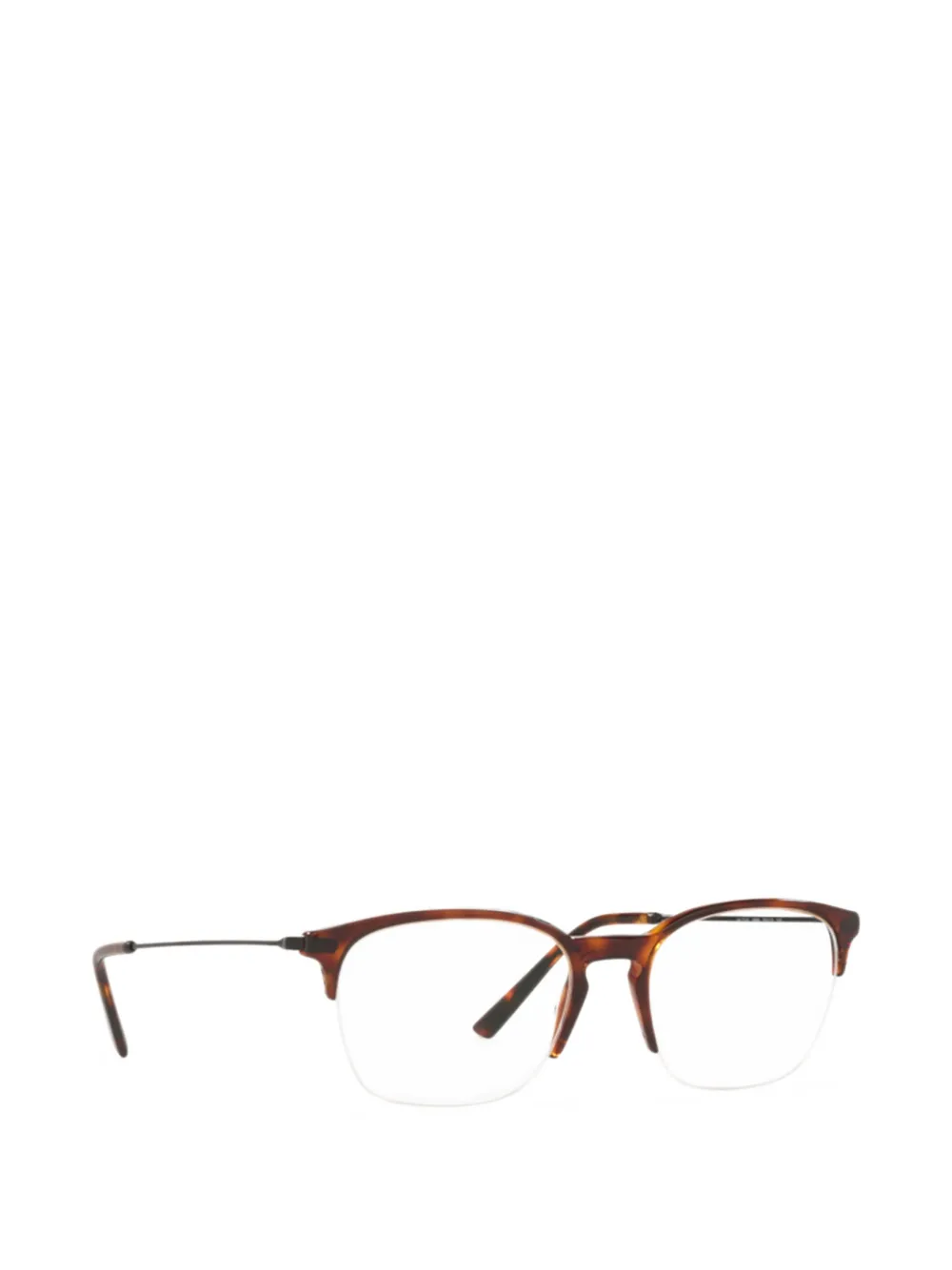 Giorgio Armani Bril met schildpadschild-effect en halfomrand montuur Bruin