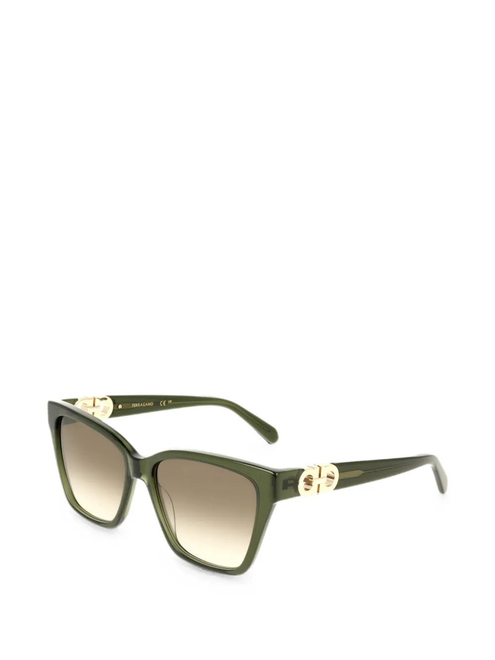 Ferragamo Eyewear Gancini zonnebril met rechthoekig montuur Groen