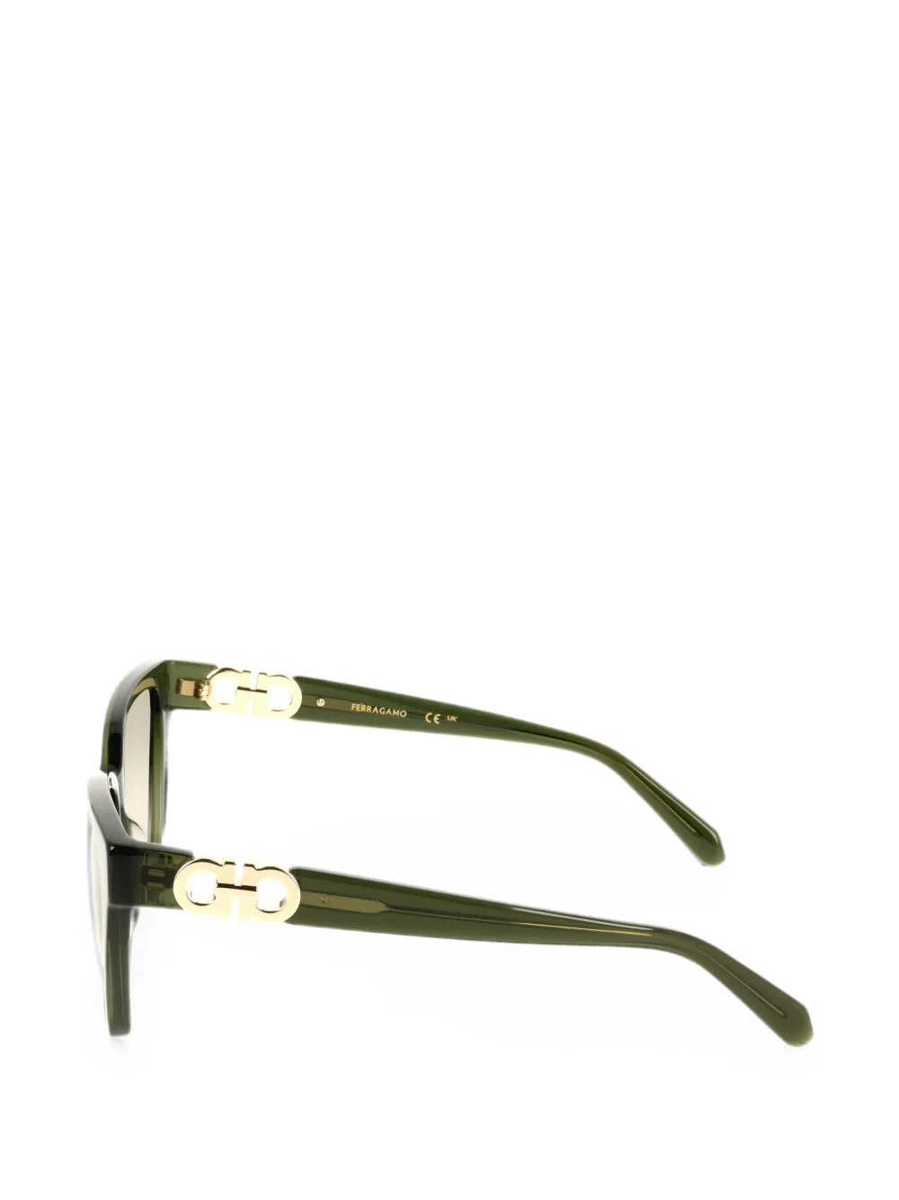 Ferragamo Eyewear Gancini zonnebril met rechthoekig montuur Groen