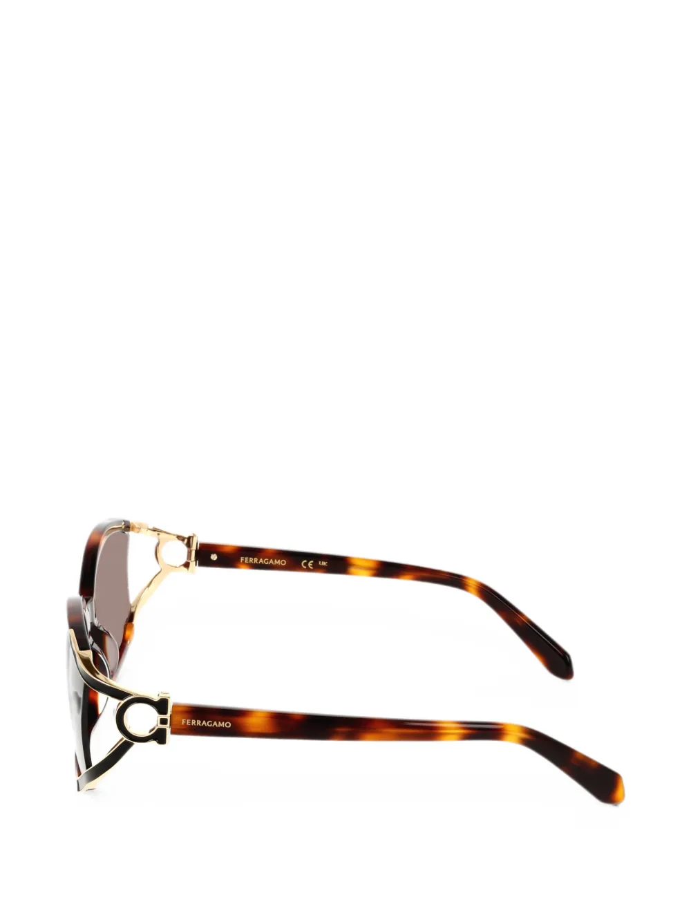 Ferragamo Eyewear Gancini zonnebril met schildpadschild-design Bruin