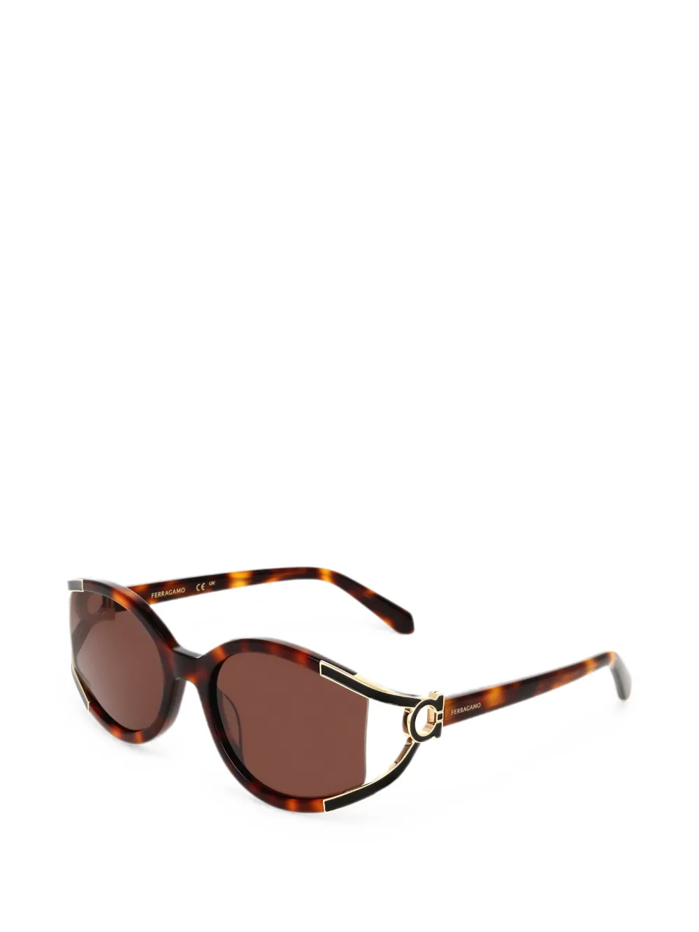 Ferragamo Eyewear Gancini zonnebril met schildpadschild-design Bruin