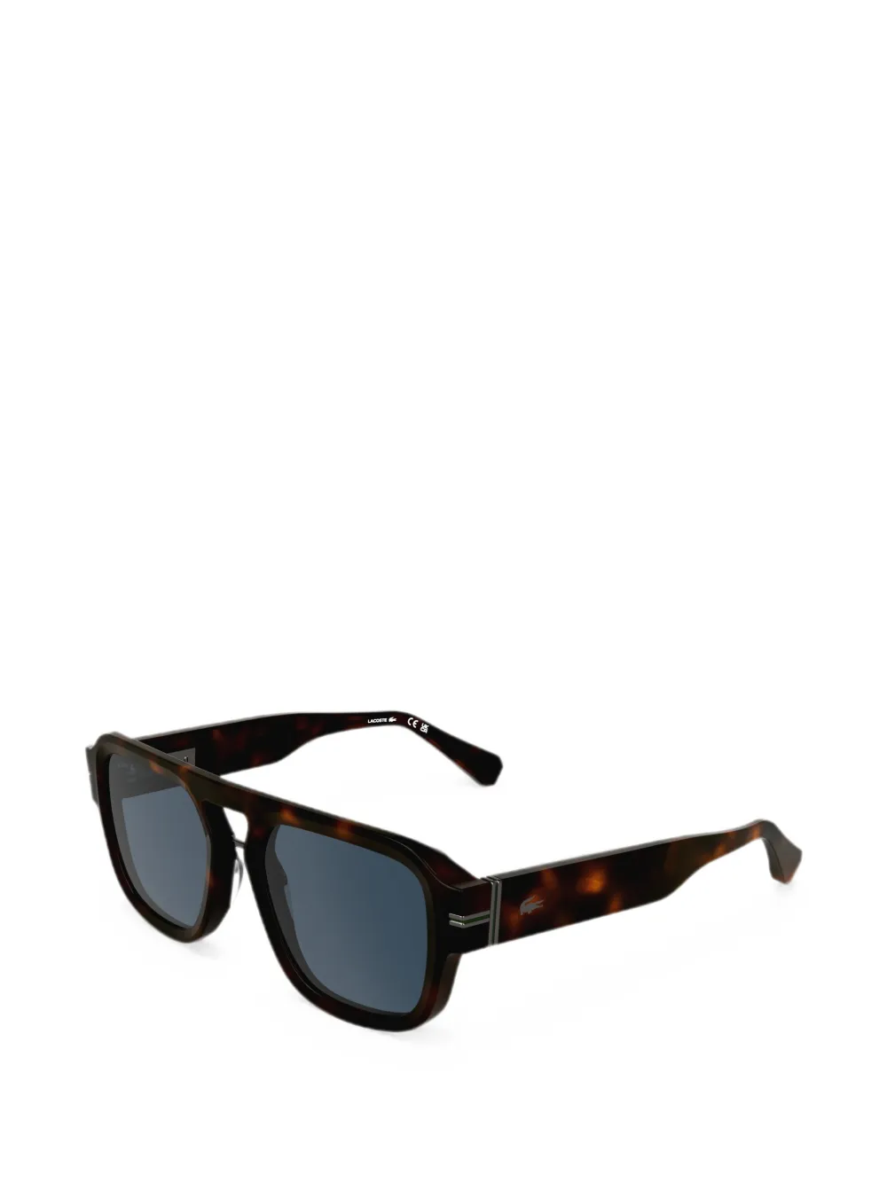 Lacoste Zonnebril met vierkant montuur en schildpadschild design Bruin