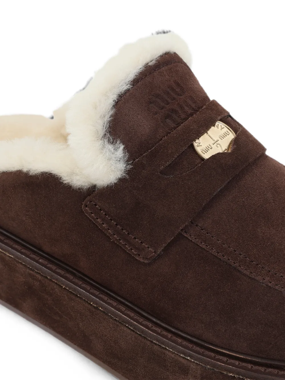 Miu shearling-lined platform mules Bruin