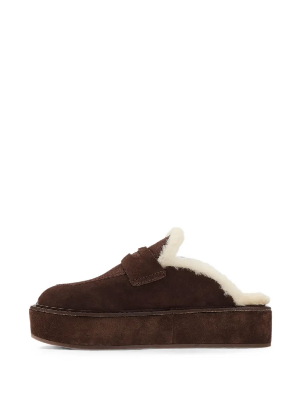 Miu shearling-lined platform mules Bruin