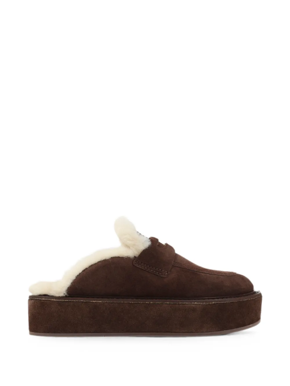 Miu shearling-lined platform mules Bruin